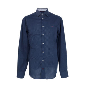 Tommy Hilfiger férfi hosszú ujjú ing, sötétkék, pöttyös, regular fit, easy care, 100% organikus pamut
