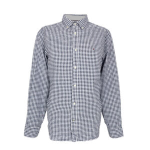 Tommy Hilfiger férfi hosszú ujjú ing, sötétkék kockás, slim fit, 100% organikus pamut