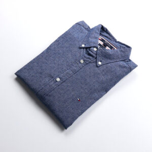 Tommy Hilfiger férfi hosszú ujjú ing, kék, slim fit, pamut