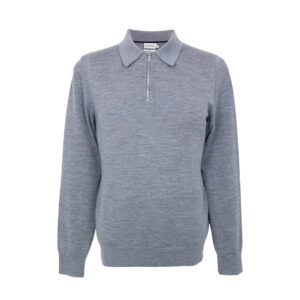 Calvin Klein férfi galléros kötött cipzáras pulóver, szürke, 100% gyapjú