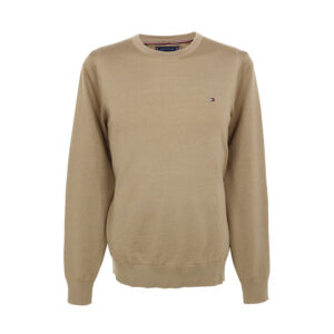 Tommy Hilfiger férfi kötött pulóver, drapp, merinói gyapjú