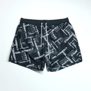 Karl Lagerfeld férfi fürdőnadrág, fekete-fehér, feliratos