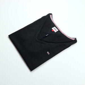 Tommy Hilfiger női v-nyakú póló, fekete, 100% organikus pamut