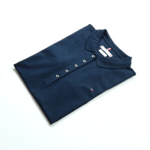 Tommy Hilfiger női galléros póló, sötétkék, pamut, slim fit