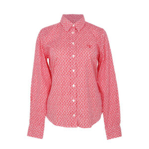 Gant női hosszú ujjú ing, piros virágmintás, pamut